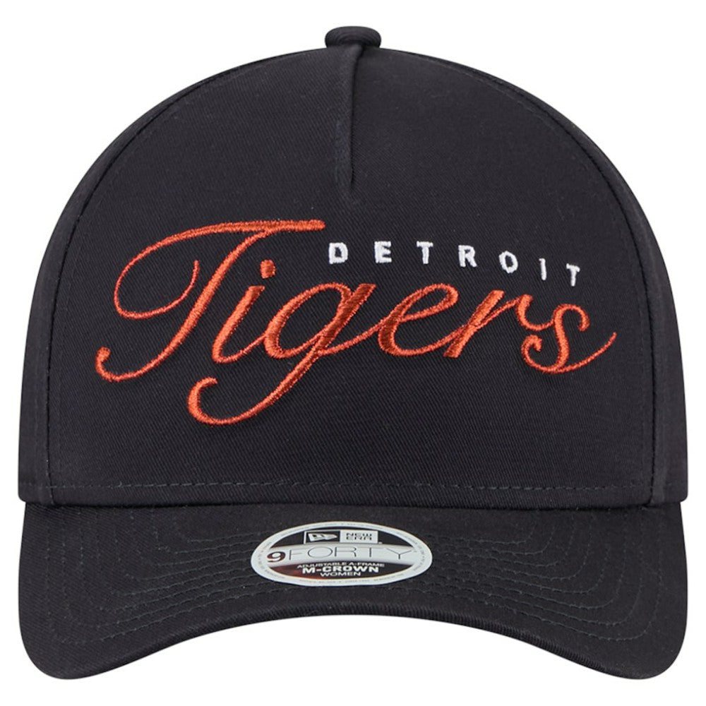 Detroit Tigers New Era Women's Metallic A-Frame 9FORTY Adjustable Hat - Navy - New Era Sale
