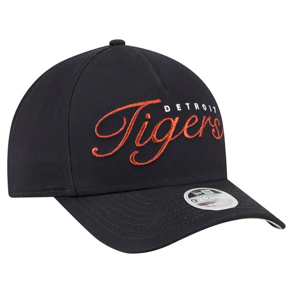 Detroit Tigers New Era Women's Metallic A-Frame 9FORTY Adjustable Hat - Navy - New Era Sale