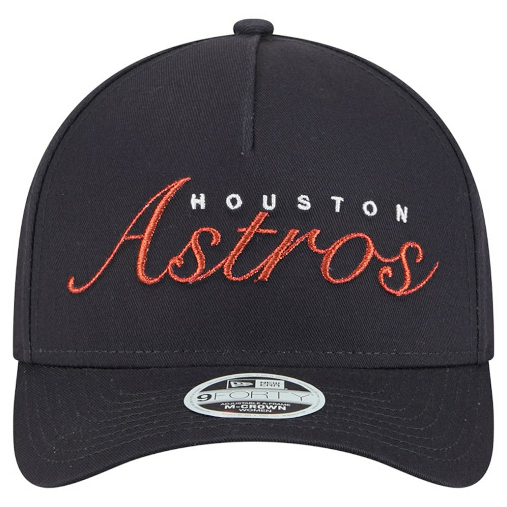 Houston Astros New Era Women's Metallic A-Frame 9FORTY Adjustable Hat - Navy - New Era Sale