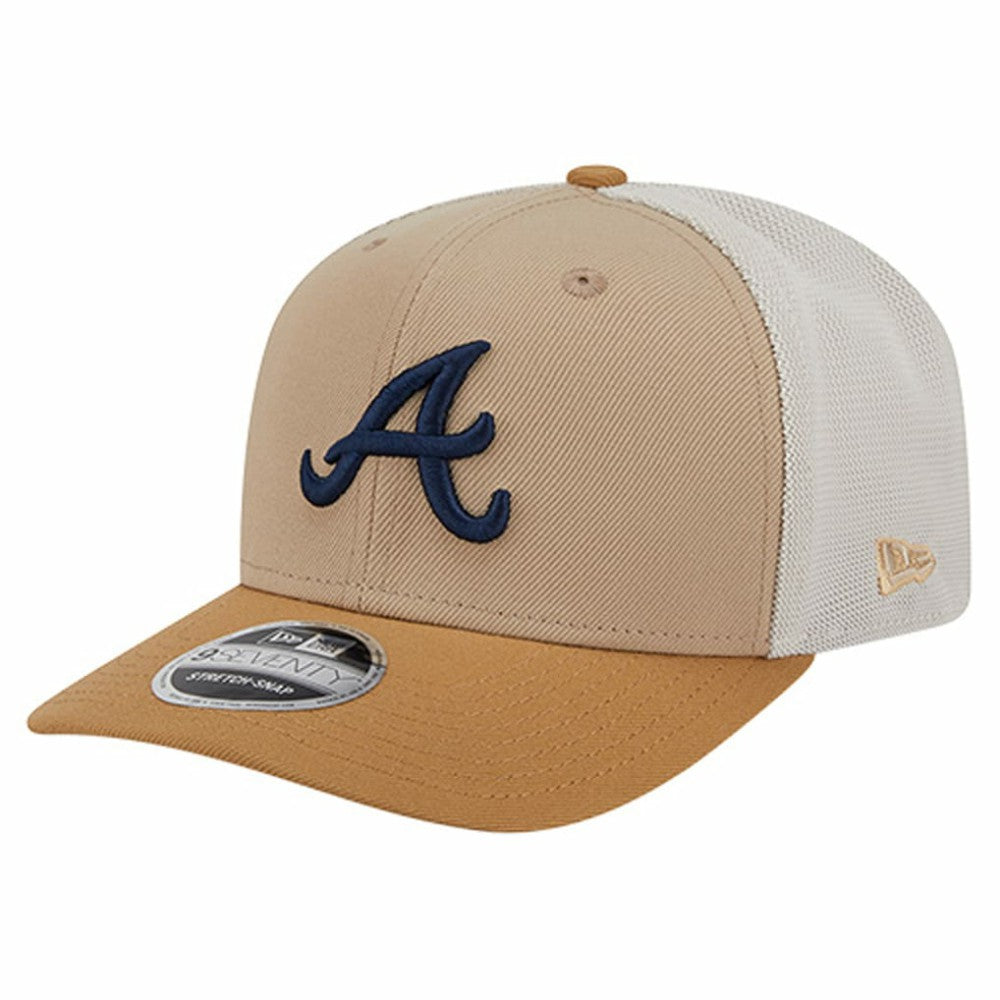 Atlanta Braves New Era 9SEVENTY Trucker Adjustable Hat - Stone - New Era Discount