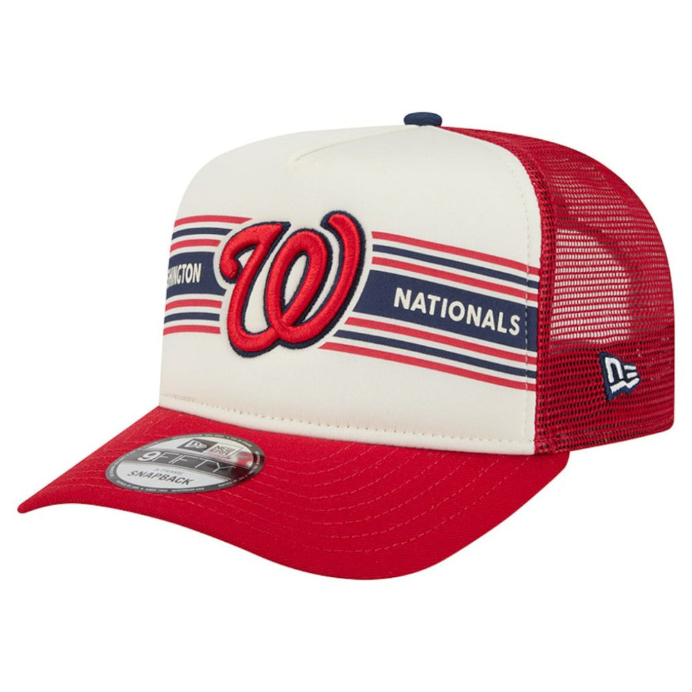 Washington Nationals New Era Banner A-Frame 9FIFTY Trucker Snapback Hat - Cream/Red - New Era Lifestyle