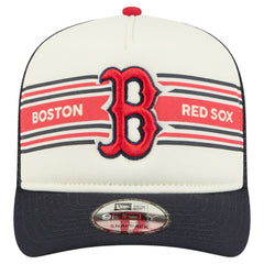 Boston Red Sox New Era Banner A-Frame 9FIFTY Trucker Snapback Hat - Cream/Navy - New Era on Sale