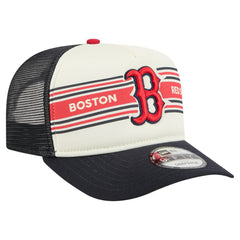 Boston Red Sox New Era Banner A-Frame 9FIFTY Trucker Snapback Hat - Cream/Navy - New Era on Sale
