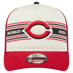Cincinnati Reds New Era Banner A-Frame 9FIFTY Trucker Snapback Hat - Cream/Red - New Era Lifestyle
