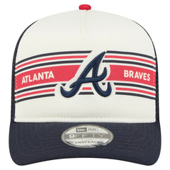 Atlanta Braves New Era Banner A-Frame 9FIFTY Trucker Snapback Hat - Cream/Navy - New Era Discount