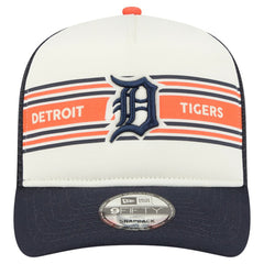 Detroit Tigers New Era Banner A-Frame 9FIFTY Trucker Snapback Hat - Cream/Navy - New Era Discount
