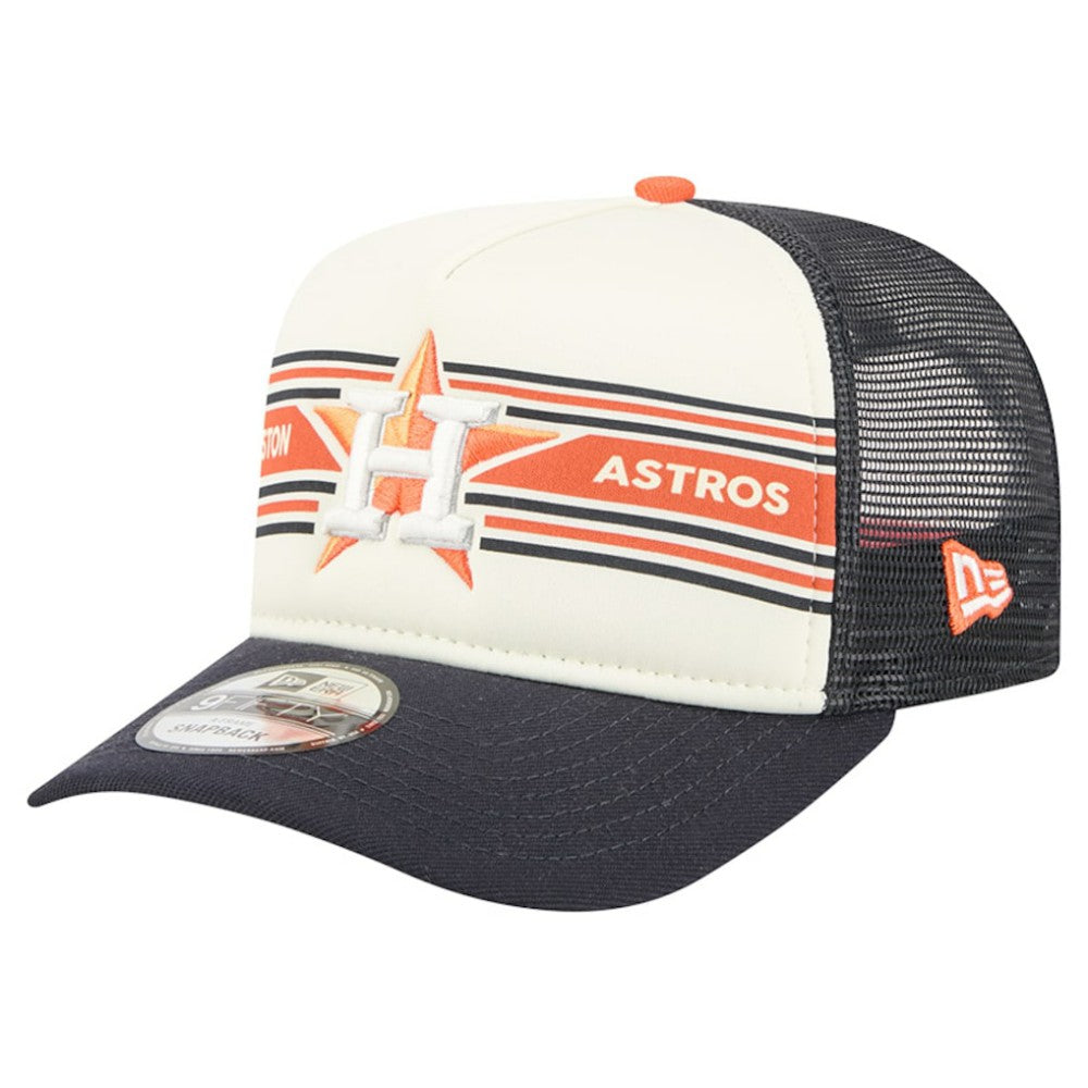 Houston Astros New Era Banner A-Frame 9FIFTY Trucker Snapback Hat - Cream/Navy - New Era Online
