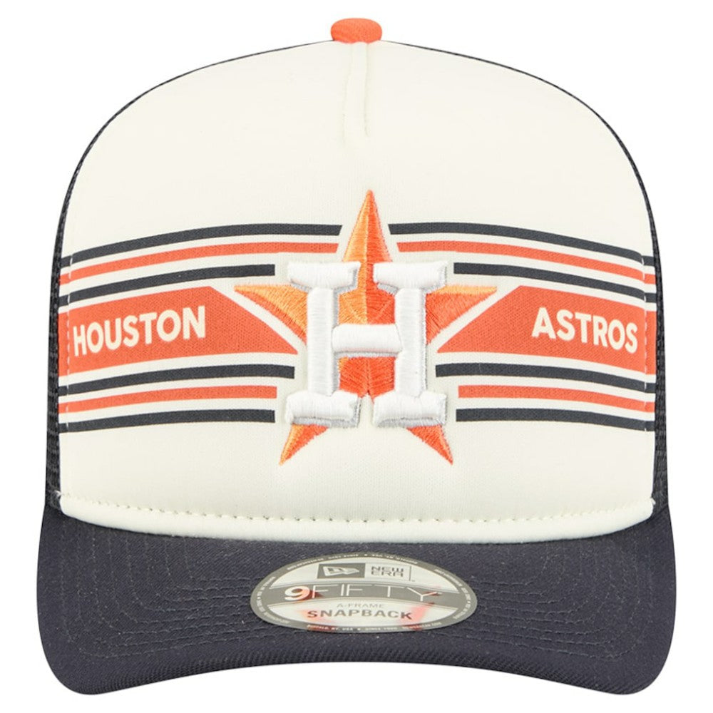 Houston Astros New Era Banner A-Frame 9FIFTY Trucker Snapback Hat - Cream/Navy - New Era Online