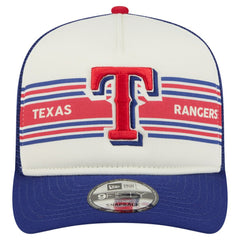 Texas Rangers New Era Banner A-Frame 9FIFTY Trucker Snapback Hat - Cream/Royal - New Era on Sale