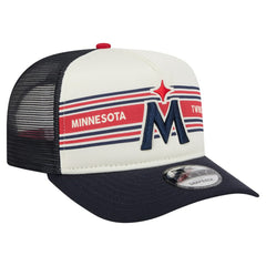 Minnesota Twins New Era Banner A-Frame 9FIFTY Trucker Snapback Hat - Cream/Navy - New Era Lifestyle