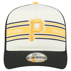 Pittsburgh Pirates New Era Banner A-Frame 9FIFTY Trucker Snapback Hat - Cream/Black - New Era Lifestyle