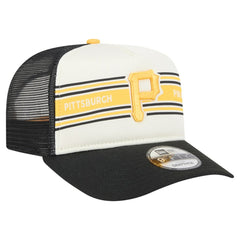 Pittsburgh Pirates New Era Banner A-Frame 9FIFTY Trucker Snapback Hat - Cream/Black - New Era Lifestyle