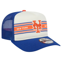 New York Mets New Era Banner A-Frame 9FIFTY Trucker Snapback Hat - Cream/Royal - New Era Lifestyle