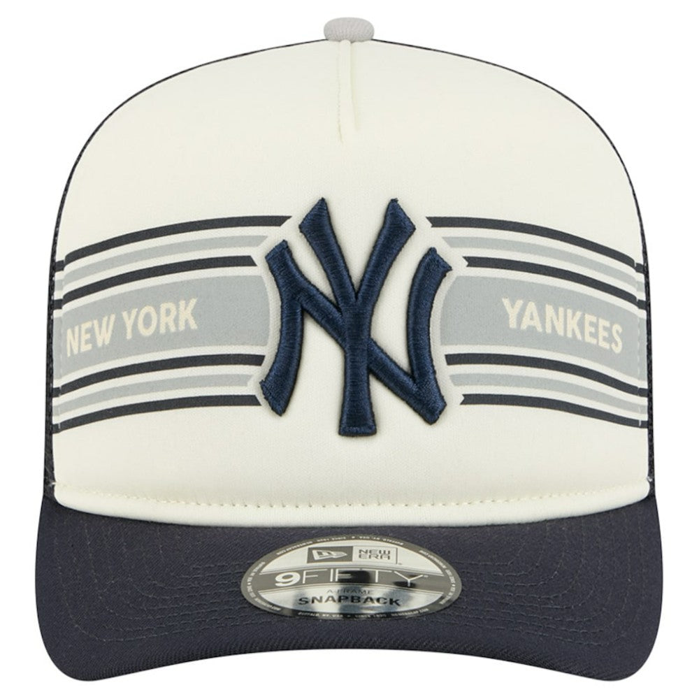 New York Yankees New Era Banner A-Frame 9FIFTY Trucker Snapback Hat - Cream/Navy - New Era Lifestyle