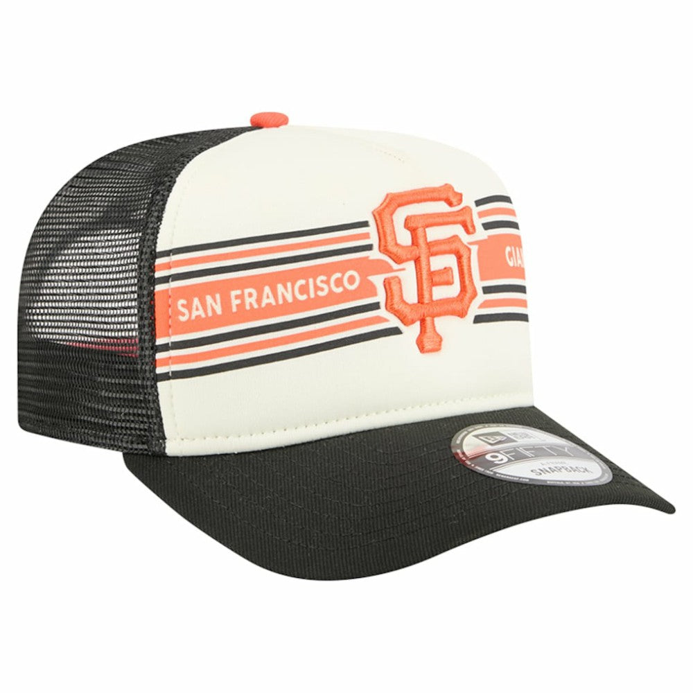 San Francisco Giants New Era Banner A-Frame 9FIFTY Trucker Snapback Hat - Cream/Black - New Era Online