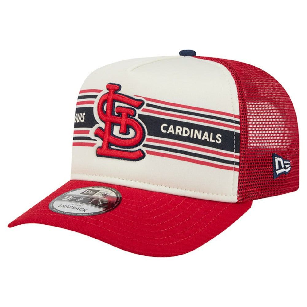 St. Louis Cardinals New Era Banner A-Frame 9FIFTY Trucker Snapback Hat - Cream/Red - New Era Online