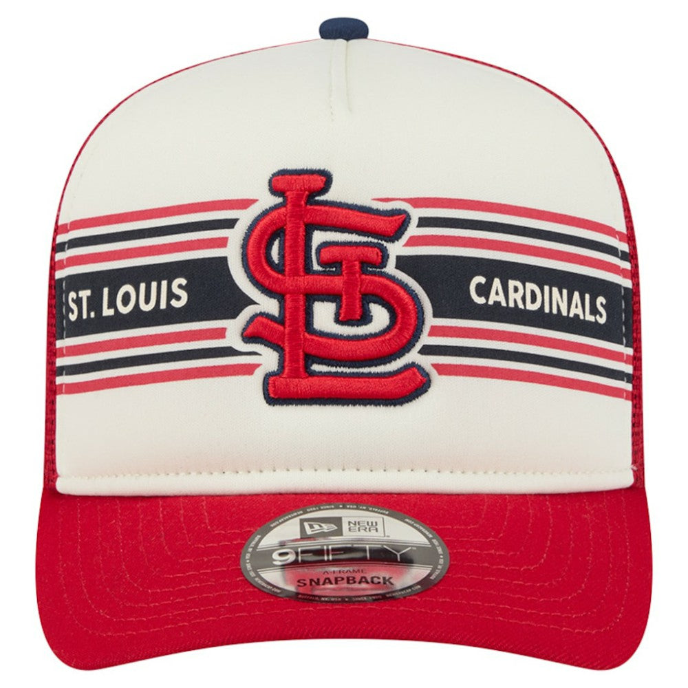 St. Louis Cardinals New Era Banner A-Frame 9FIFTY Trucker Snapback Hat - Cream/Red - New Era Online
