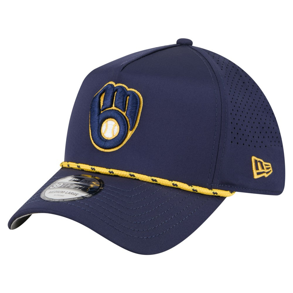 Milwaukee Brewers New Era 39THIRTY A-Frame Perforated Flex Hat - Navy - New Era on Sale
