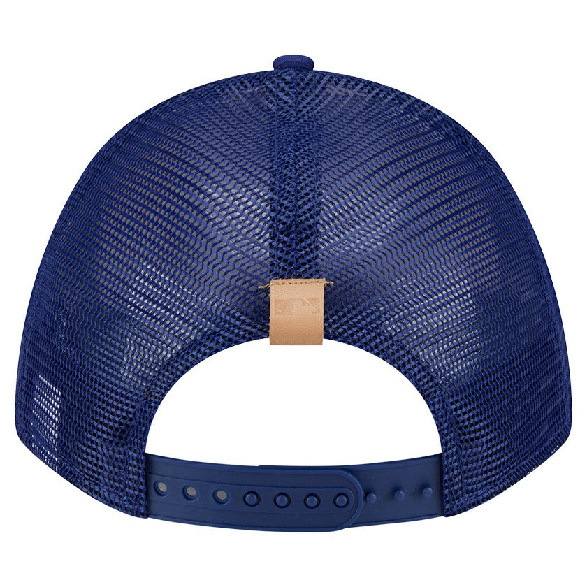 Los Angeles Dodgers New Era Text A-Frame Trucker 9FORTY Hat - Stone/Royal - New Era Sale