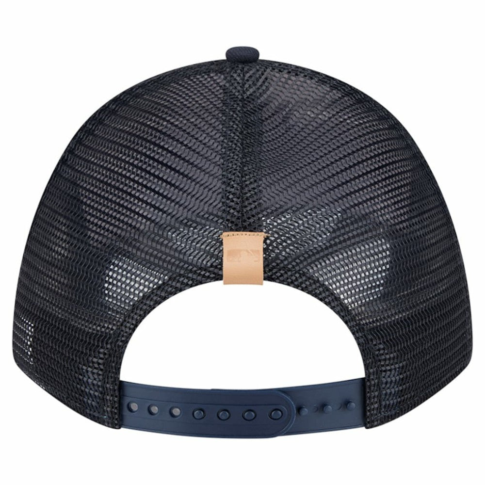 New York Yankees New Era Text A-Frame Trucker 9FORTY Hat - Stone/Navy - New Era Lifestyle