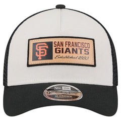San Francisco Giants New Era Text A-Frame Trucker 9FORTY Hat - Stone/Black - New Era on Sale