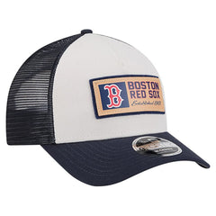 Boston Red Sox New Era Text A-Frame Trucker 9FORTY Hat - Stone/Navy - New Era Online