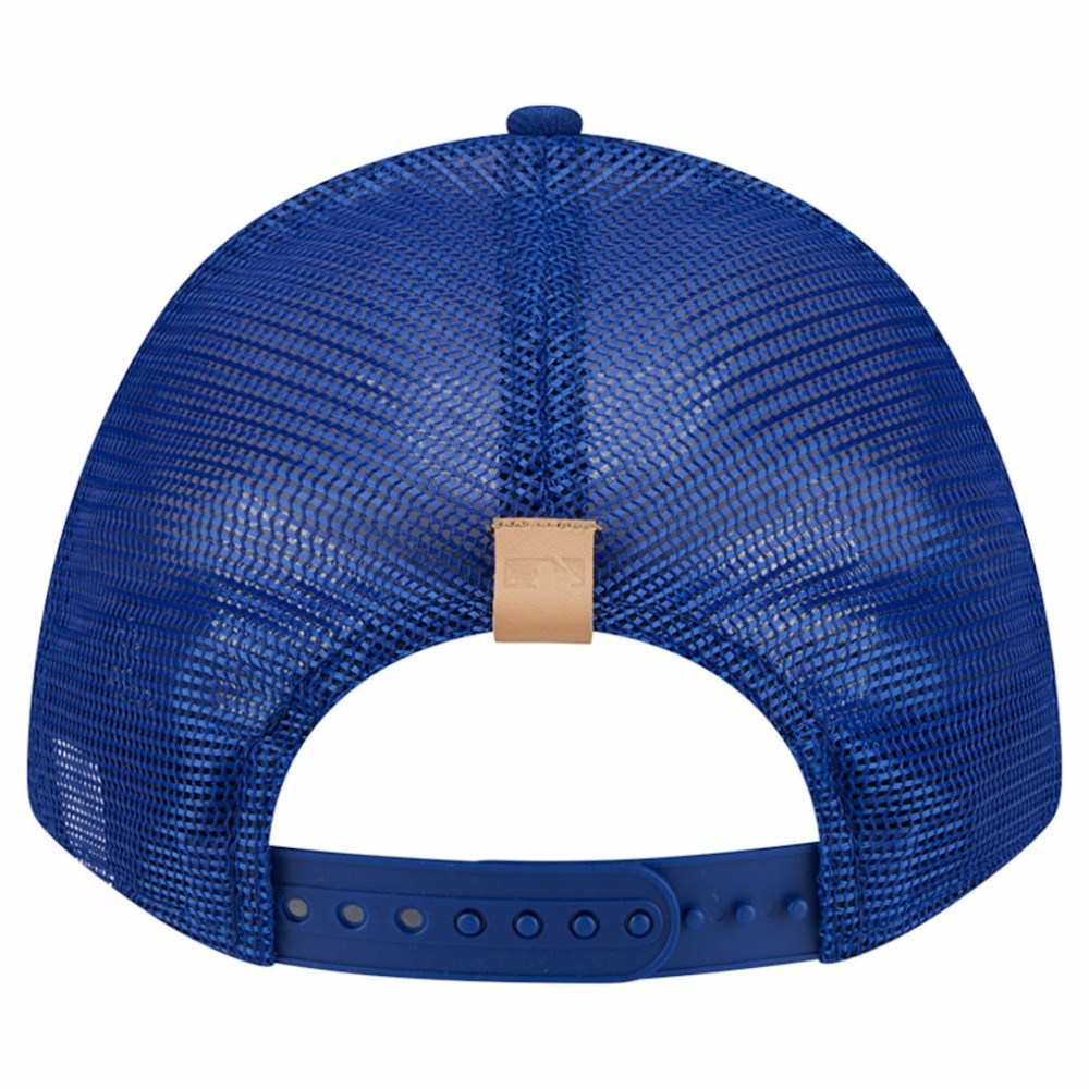 Chicago Cubs New Era Text A-Frame Trucker 9FORTY Hat - Stone/Royal - New Era Discount