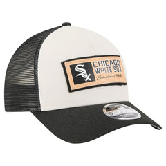 Chicago White Sox New Era Text A-Frame Trucker 9FORTY Hat - Stone/Black - New Era Discount