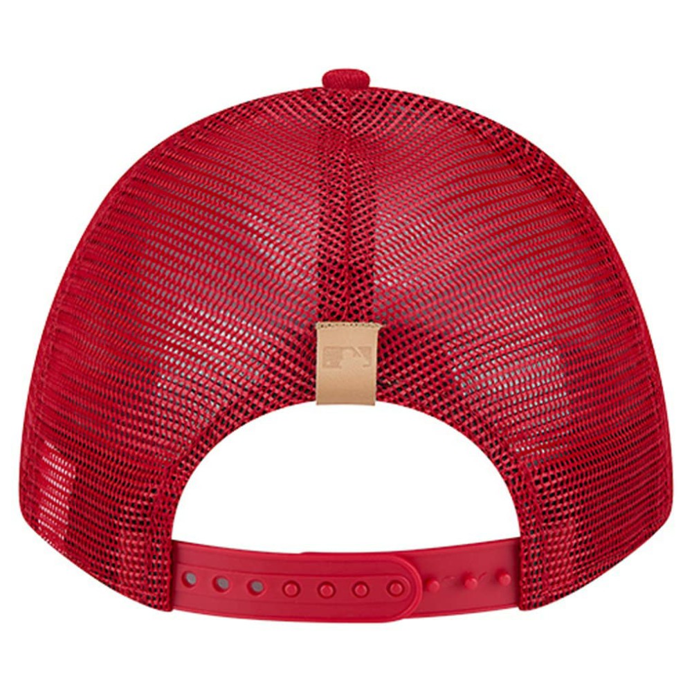 Cincinnati Reds New Era Text A-Frame Trucker 9FORTY Hat - Stone/Red - New Era Lifestyle
