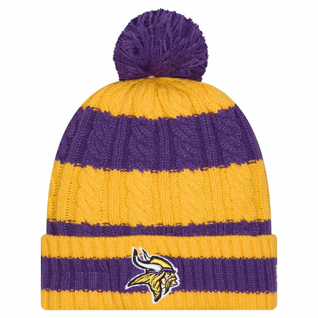 Minnesota Vikings New Era Women's Braided Cuffed Knit Hat with Pom Purple