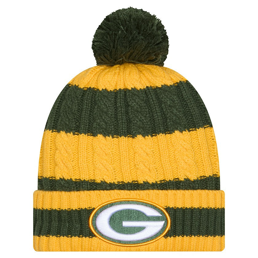 Green Bay Packers New Era Women's Braided Cuffed Knit Hat with Pom Green