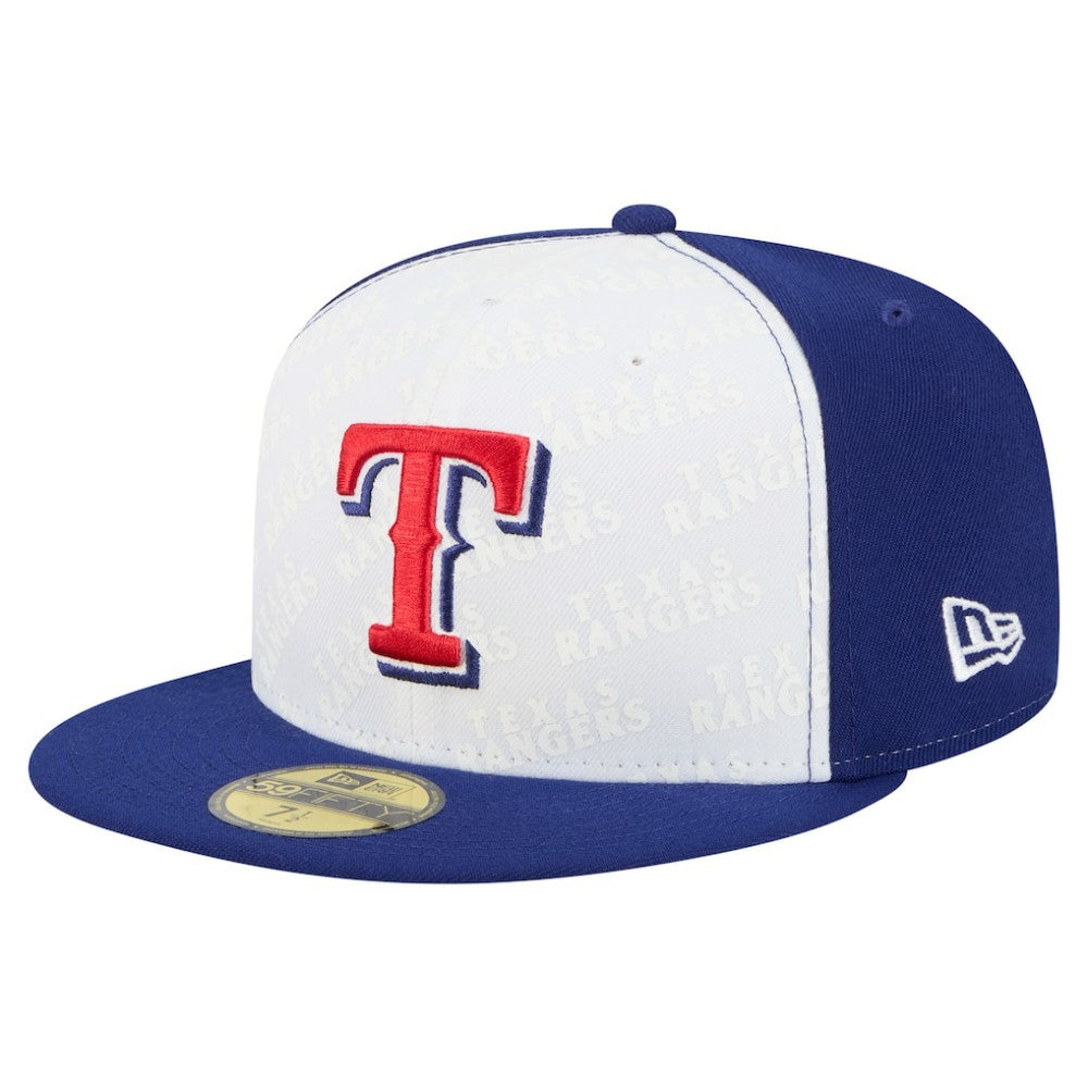 Texas Rangers New Era Repeat 59FIFTY Fitted Hat - White/Royal - New Era Lifestyle
