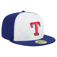 Texas Rangers New Era Repeat 59FIFTY Fitted Hat - White/Royal - New Era Lifestyle