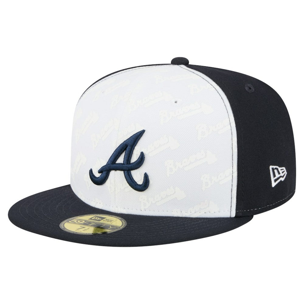 Atlanta Braves New Era Repeat 59FIFTY Fitted Hat - White/Navy - New Era Discount
