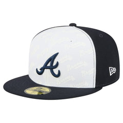 Atlanta Braves New Era Repeat 59FIFTY Fitted Hat - White/Navy - New Era Discount