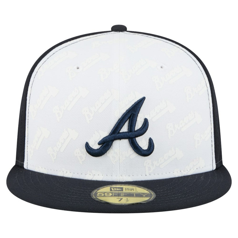 Atlanta Braves New Era Repeat 59FIFTY Fitted Hat - White/Navy - New Era Discount