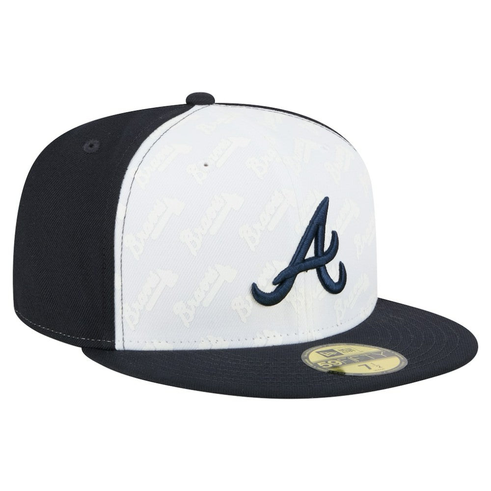 Atlanta Braves New Era Repeat 59FIFTY Fitted Hat - White/Navy - New Era Discount