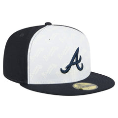 Atlanta Braves New Era Repeat 59FIFTY Fitted Hat - White/Navy - New Era Discount