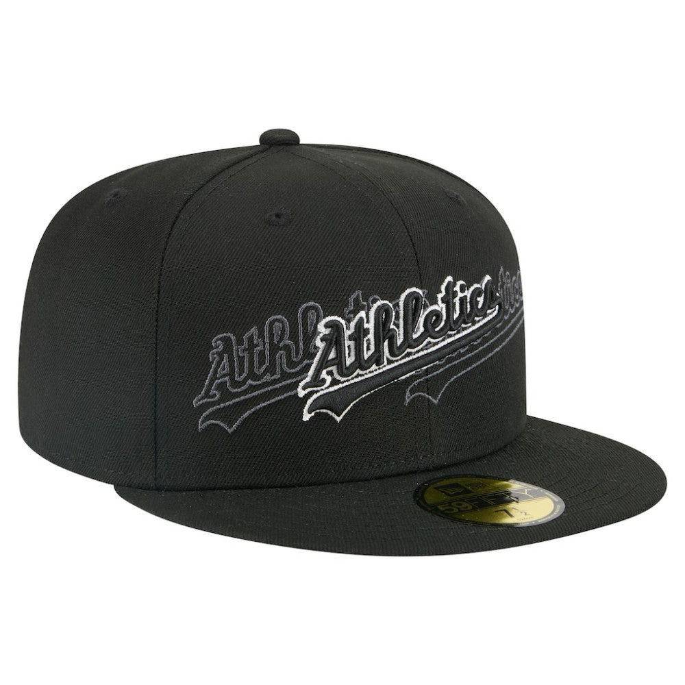 Athletics New Era Tri-Hit 59FIFTY Fitted Hat - Black - New Era Discount