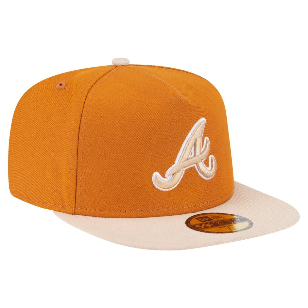 Atlanta Braves New Era Two-Tone Color Pack A-Frame 59FIFTY Fitted Hat - Orange/Light Beige - New Era Lifestyle
