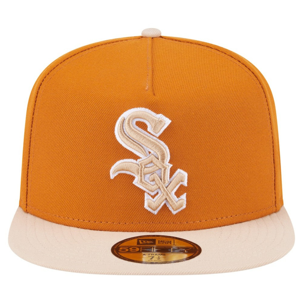 Chicago White Sox New Era Two-Tone Color Pack A-Frame 59FIFTY Fitted Hat - Orange/Light Beige - New Era Lifestyle