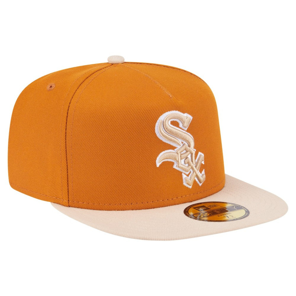 Chicago White Sox New Era Two-Tone Color Pack A-Frame 59FIFTY Fitted Hat - Orange/Light Beige - New Era Lifestyle