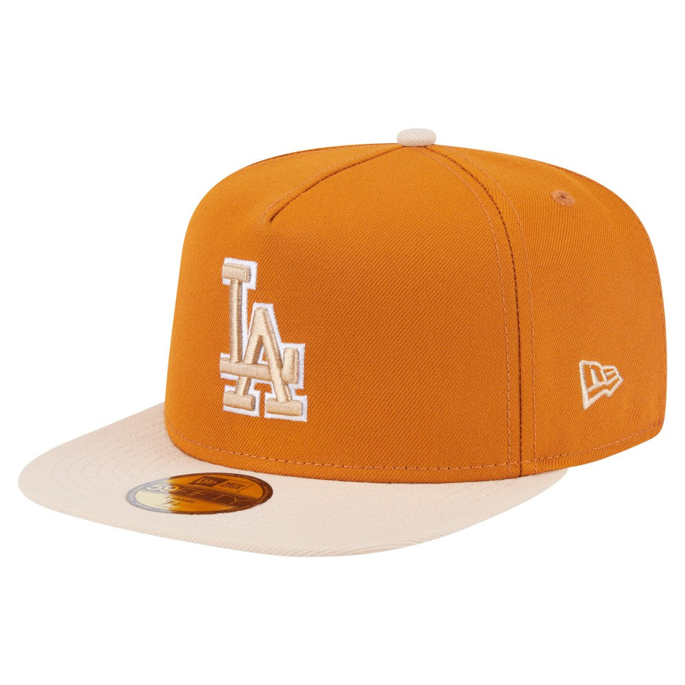 Los Angeles Dodgers New Era Two-Tone Color Pack A-Frame 59FIFTY Fitted Hat - Orange/Light Beige - New Era Online