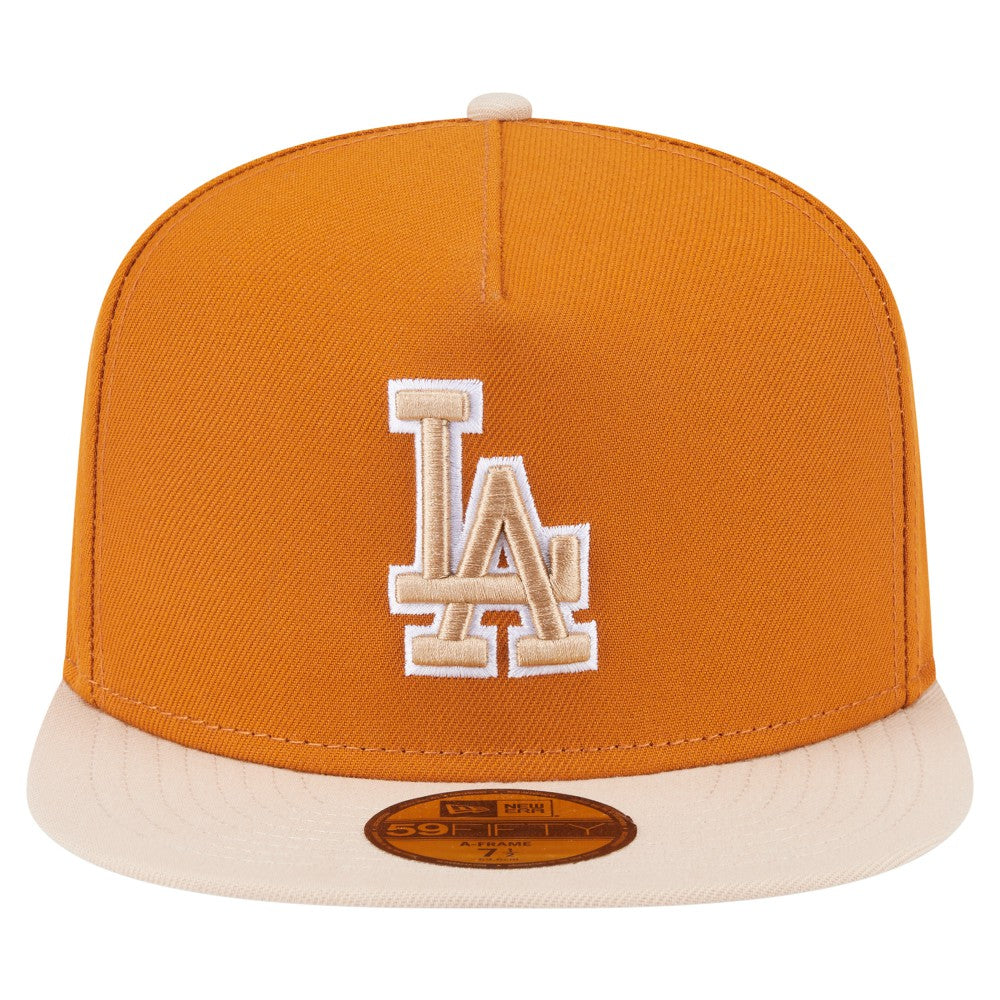 Los Angeles Dodgers New Era Two-Tone Color Pack A-Frame 59FIFTY Fitted Hat - Orange/Light Beige - New Era Online