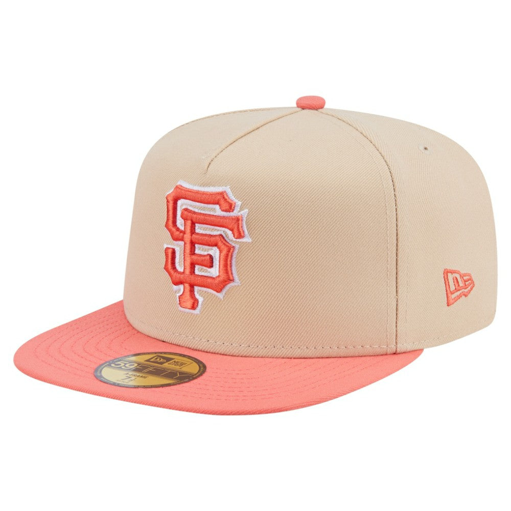 San Francisco Giants New Era Two-Tone Color Pack A-Frame 59FIFTY Fitted Hat - Light Beige/Coral - New Era Online