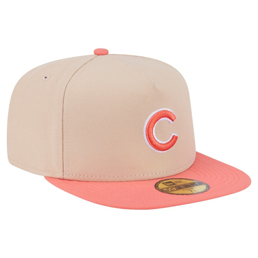 Chicago Cubs New Era Two-Tone Color Pack A-Frame 59FIFTY Fitted Hat - Light Beige/Coral - New Era Online