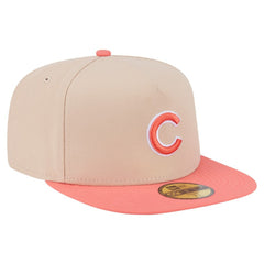 Chicago Cubs New Era Two-Tone Color Pack A-Frame 59FIFTY Fitted Hat - Light Beige/Coral - New Era Online