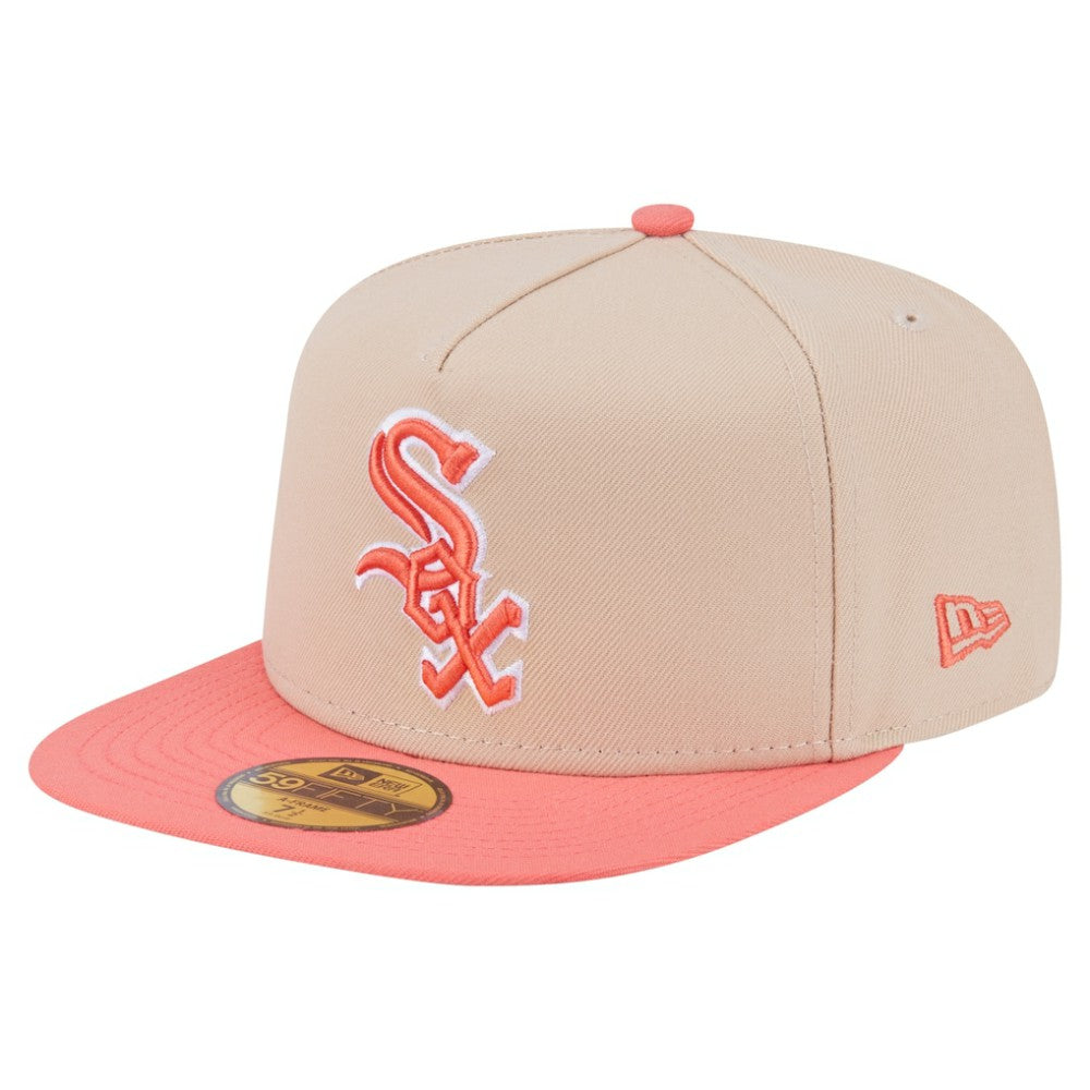Chicago White Sox New Era Two-Tone Color Pack A-Frame 59FIFTY Fitted Hat - Light Beige/Coral - New Era Sale