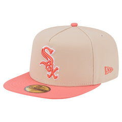 Chicago White Sox New Era Two-Tone Color Pack A-Frame 59FIFTY Fitted Hat - Light Beige/Coral - New Era Sale