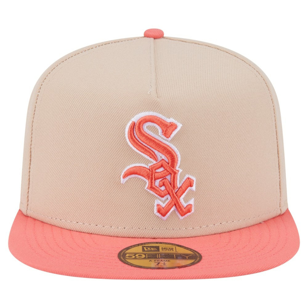 Chicago White Sox New Era Two-Tone Color Pack A-Frame 59FIFTY Fitted Hat - Light Beige/Coral - New Era Sale